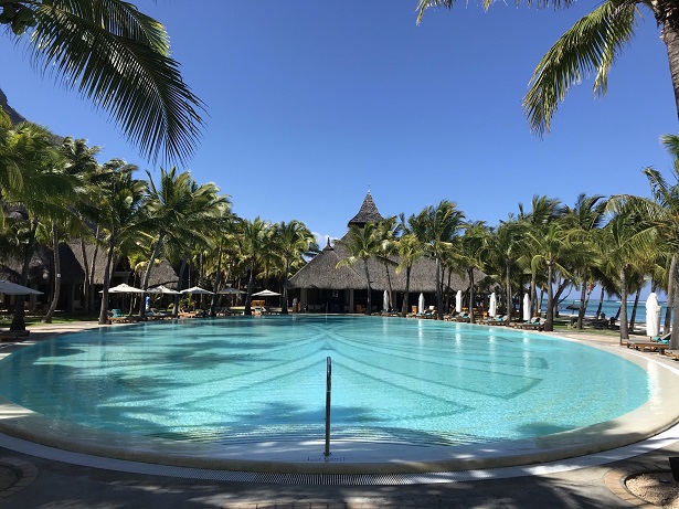 swimming pool at Paradis Beachcomber hotel on Le Morne